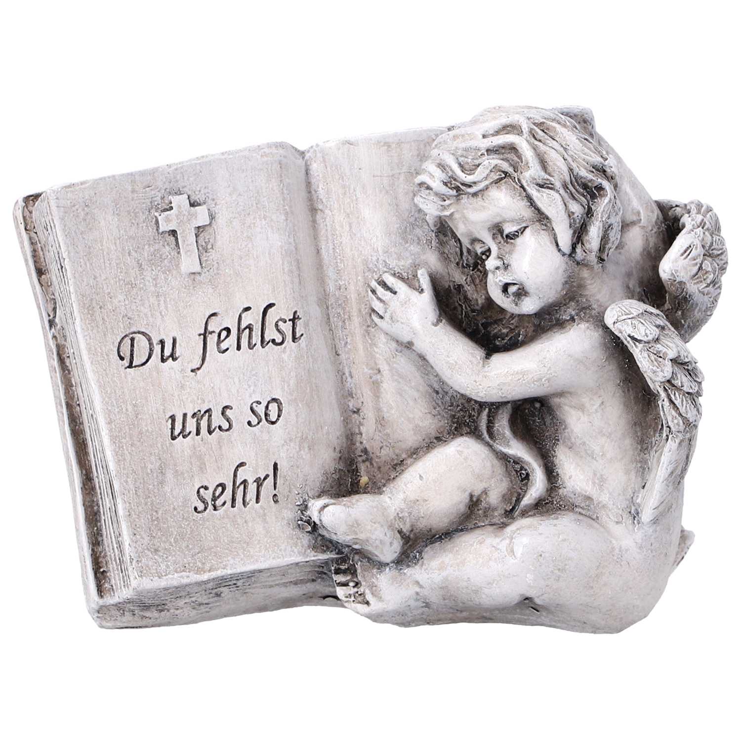 Grabdekoration Buch mit Engel 12x9cm 2f