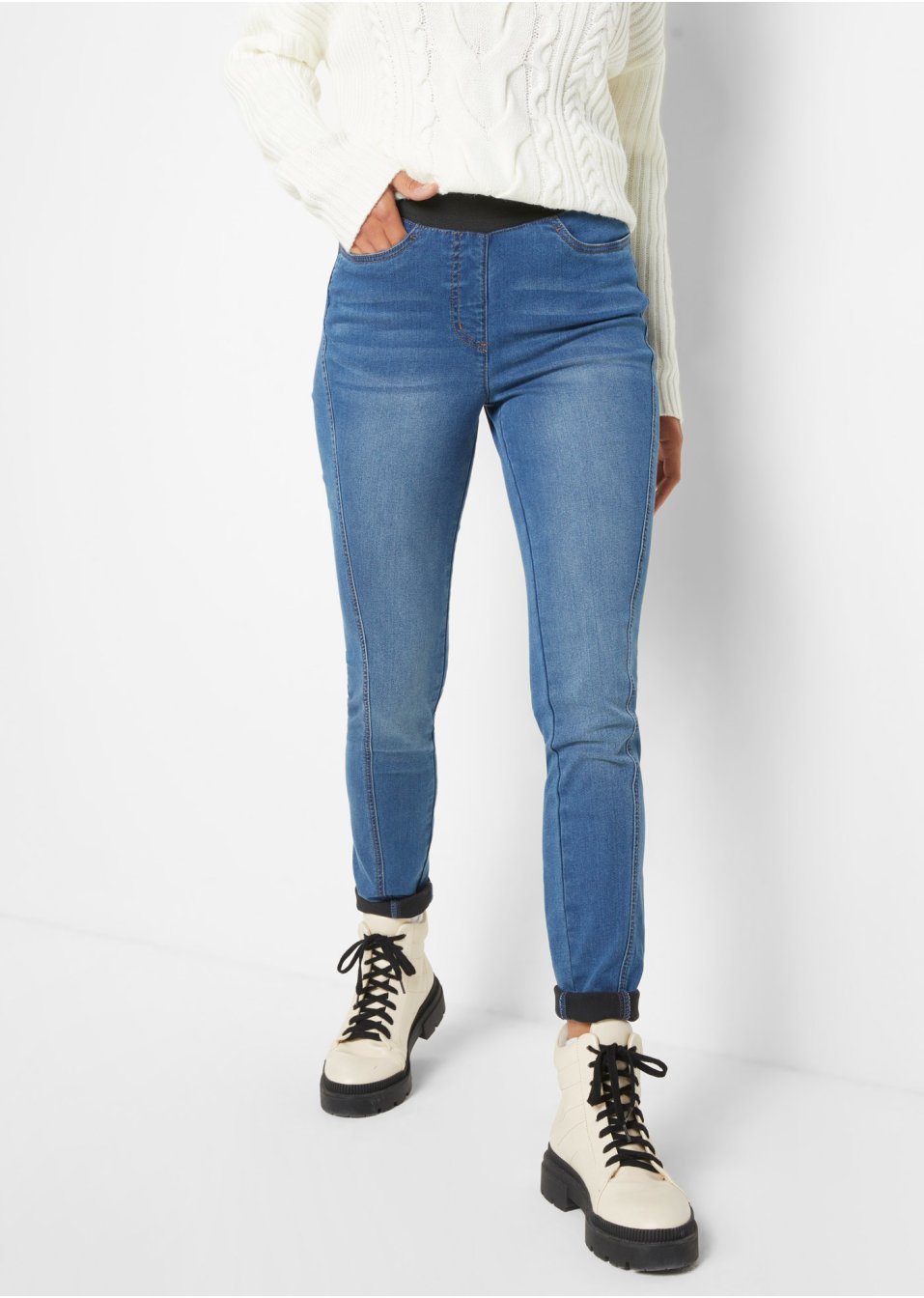 Jean thermo avec couture latérale avancée et taille confortable
