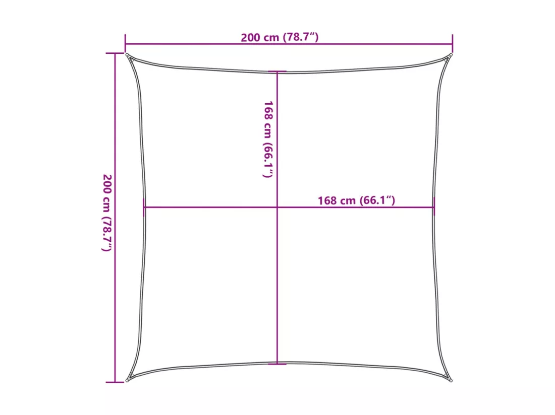 Voile d'ombrage gris clair 2x2 m 100% polyester oxford