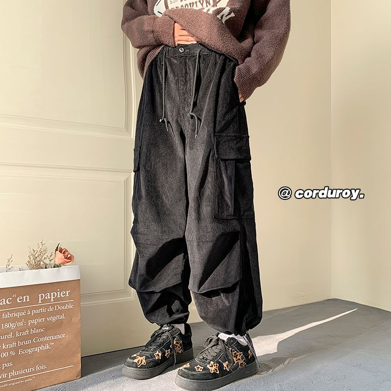 emeisa - Corduroy broek met hoge taille en wijde pijpen