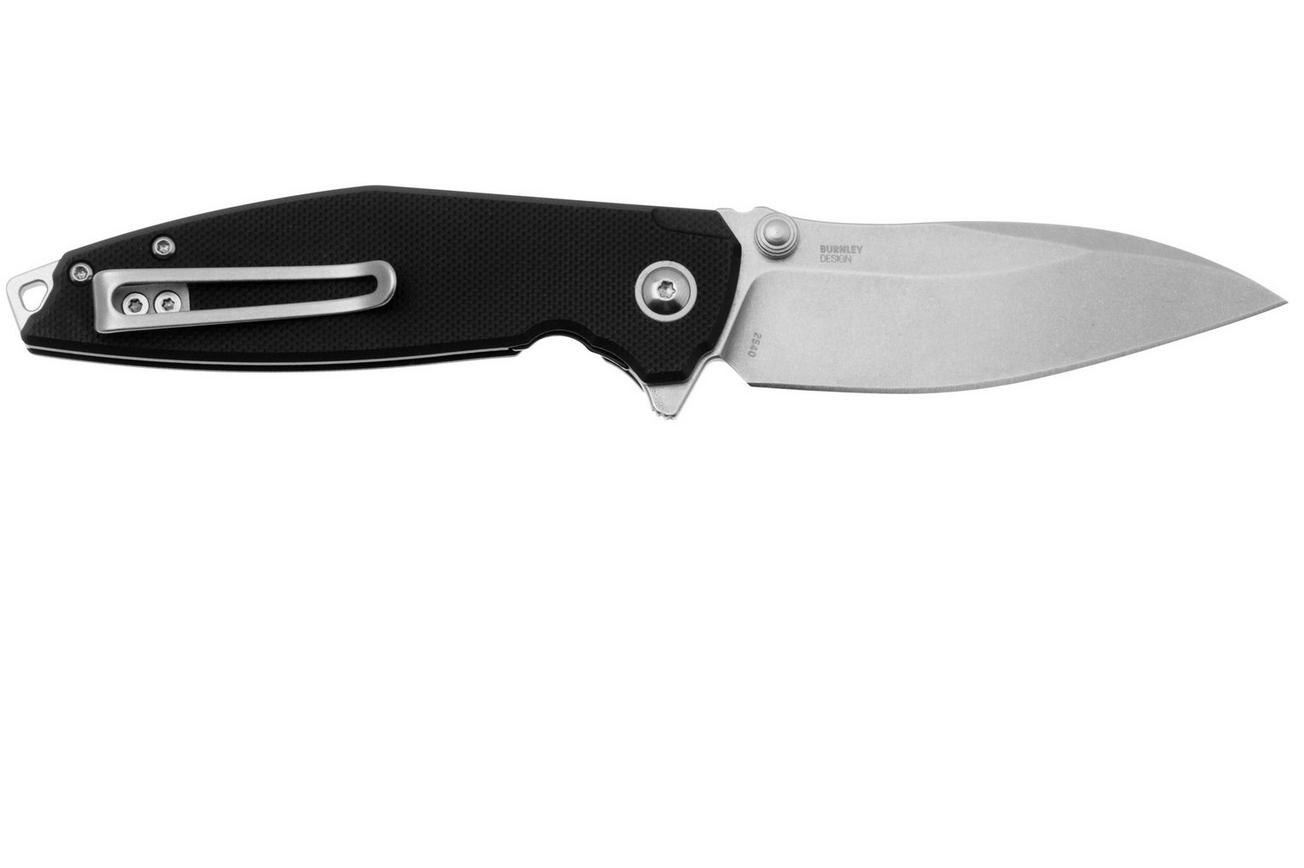 CRKT Ibis 2540 Stonewashed D2, Black G10, zakmes, Lucas Burnley design