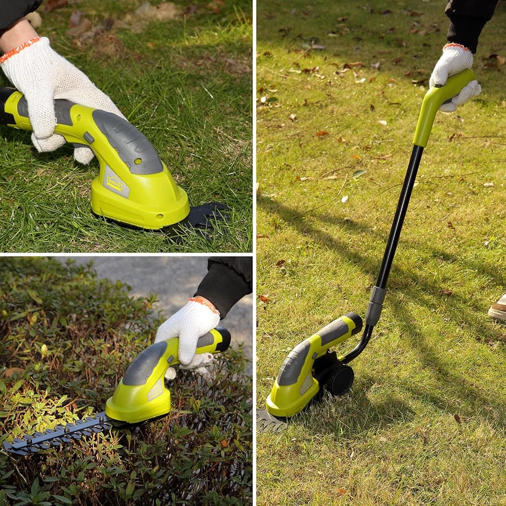 DEWINNER Coupe Bordure sans Fil 7.2V, 2 en 1 Cisailles à Gazon, Légère Tondeuse à Gazon, Batterie 1500mAh, Manche Long Télescopique Détachable, pour Couper Gazon/Buisson/Haie : Jardin
