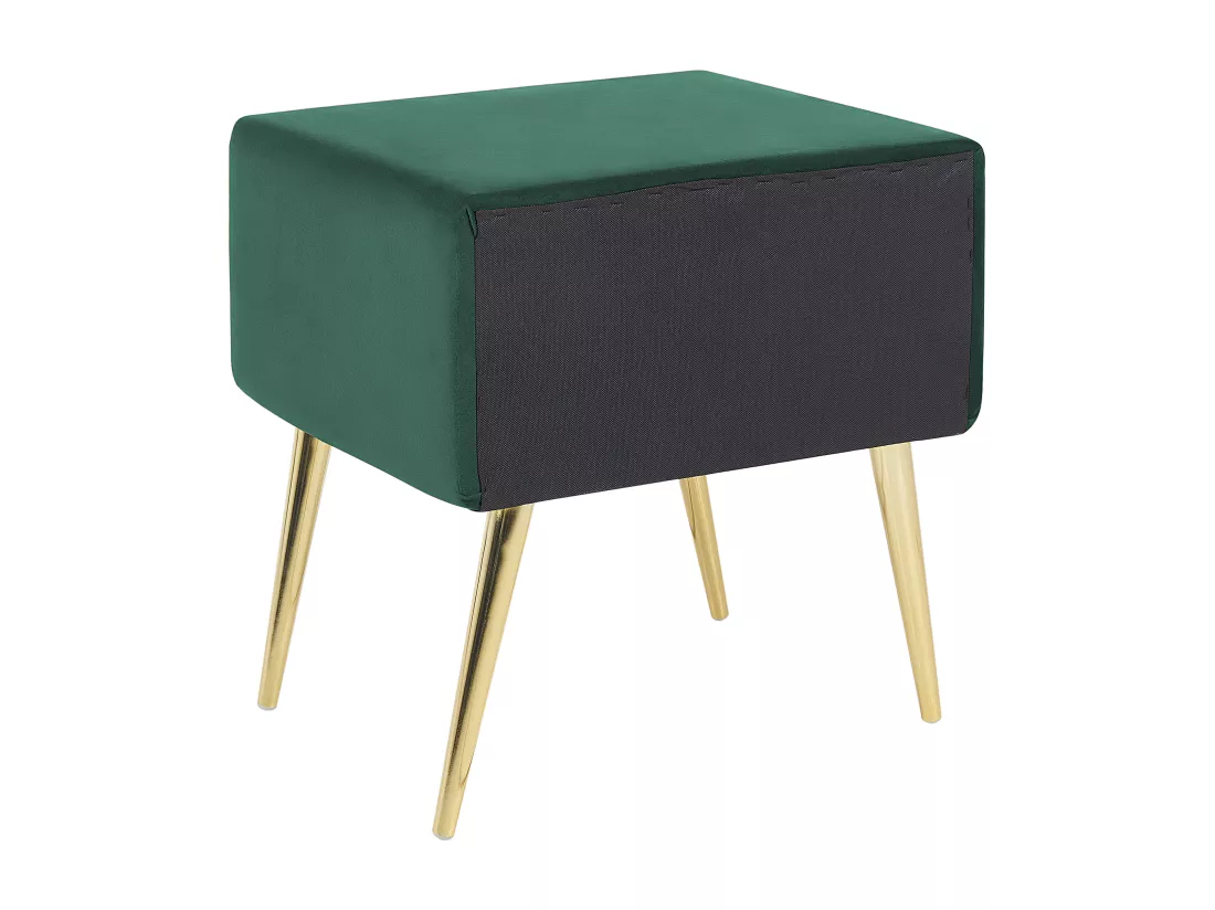 Table de nuit à 1 tiroir FLAYAT Velours Vert émeraude