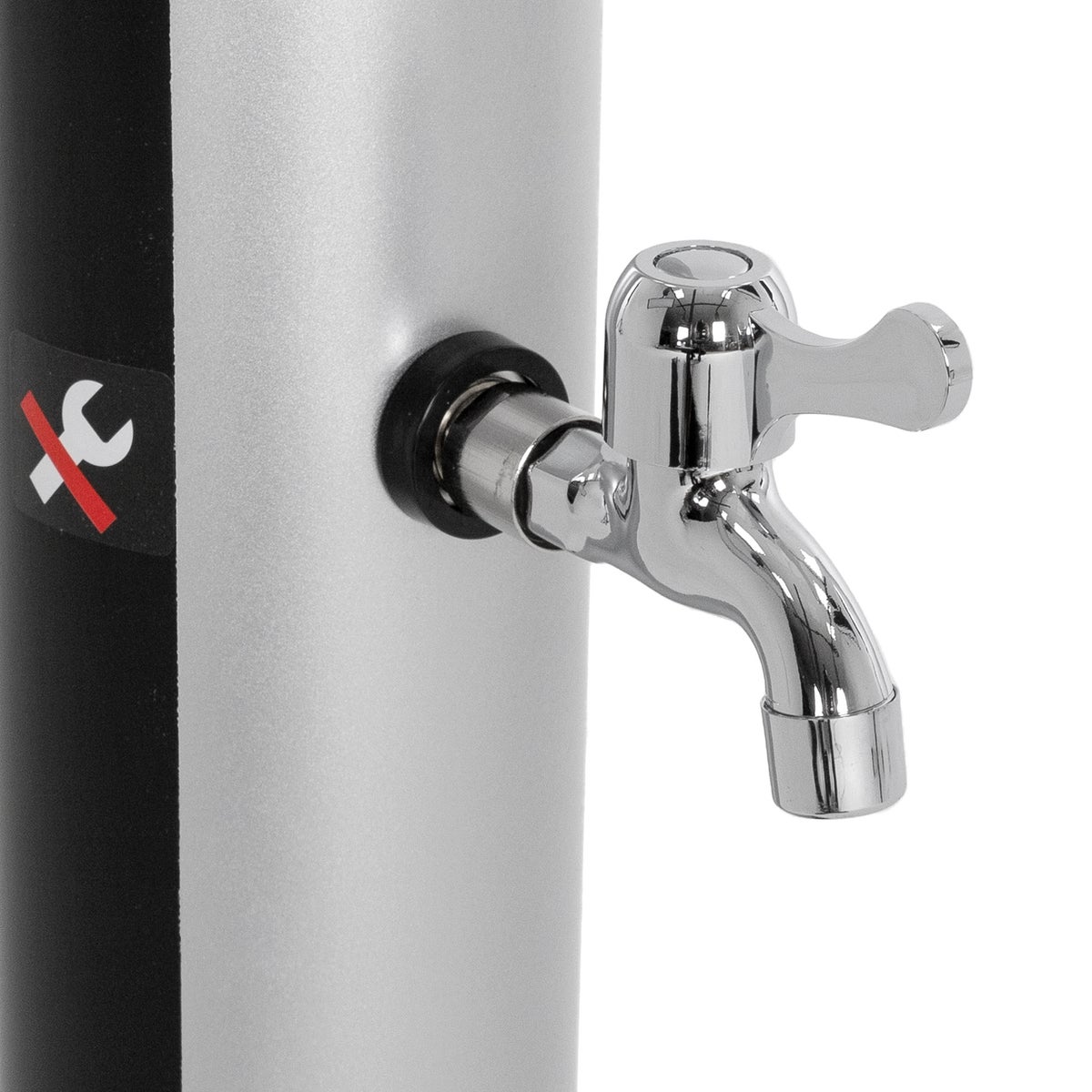 ML-Design Solar Douche 35L 217,5cm Rond met Voetdouche en Regendouchekop Zilver-Zwart, Warm Water, 60°C, Geen Stroomaansluiting Nodig, met Tuinslangaansluiting, Solar Tuindouche Buitendouche Zwembaddouche