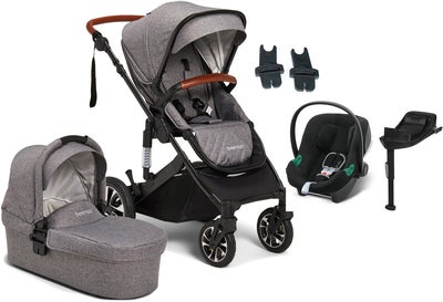 Beemoo Maxi 4 Duovogn Inkl. Cybex Aton B2 Babybilstol & Base, Grey Black/Volcano Black