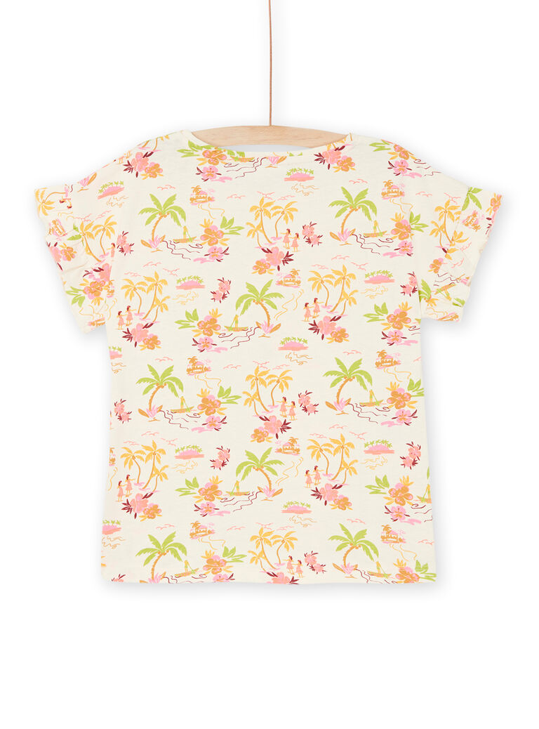 T-shirt écru foncé à imprimé exotiques