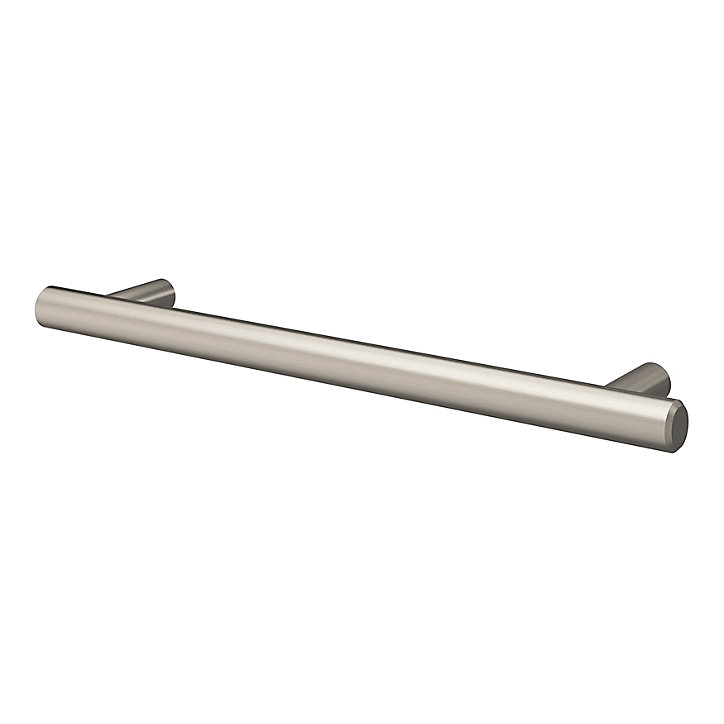 Poignée de meuble en T GoodHome Dizel acier effet nickel satin gris l.200mm x l.12mm x H. 35mm entraxe 160mm