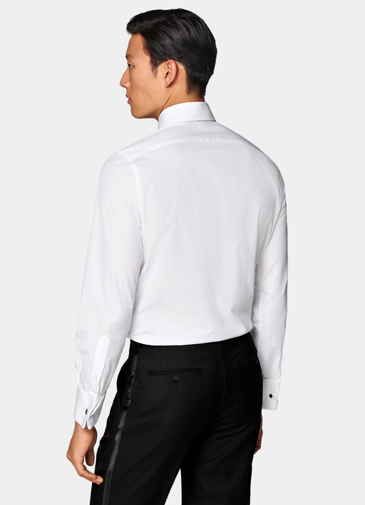 Chemise de smoking plissée coupe ajustée blanche