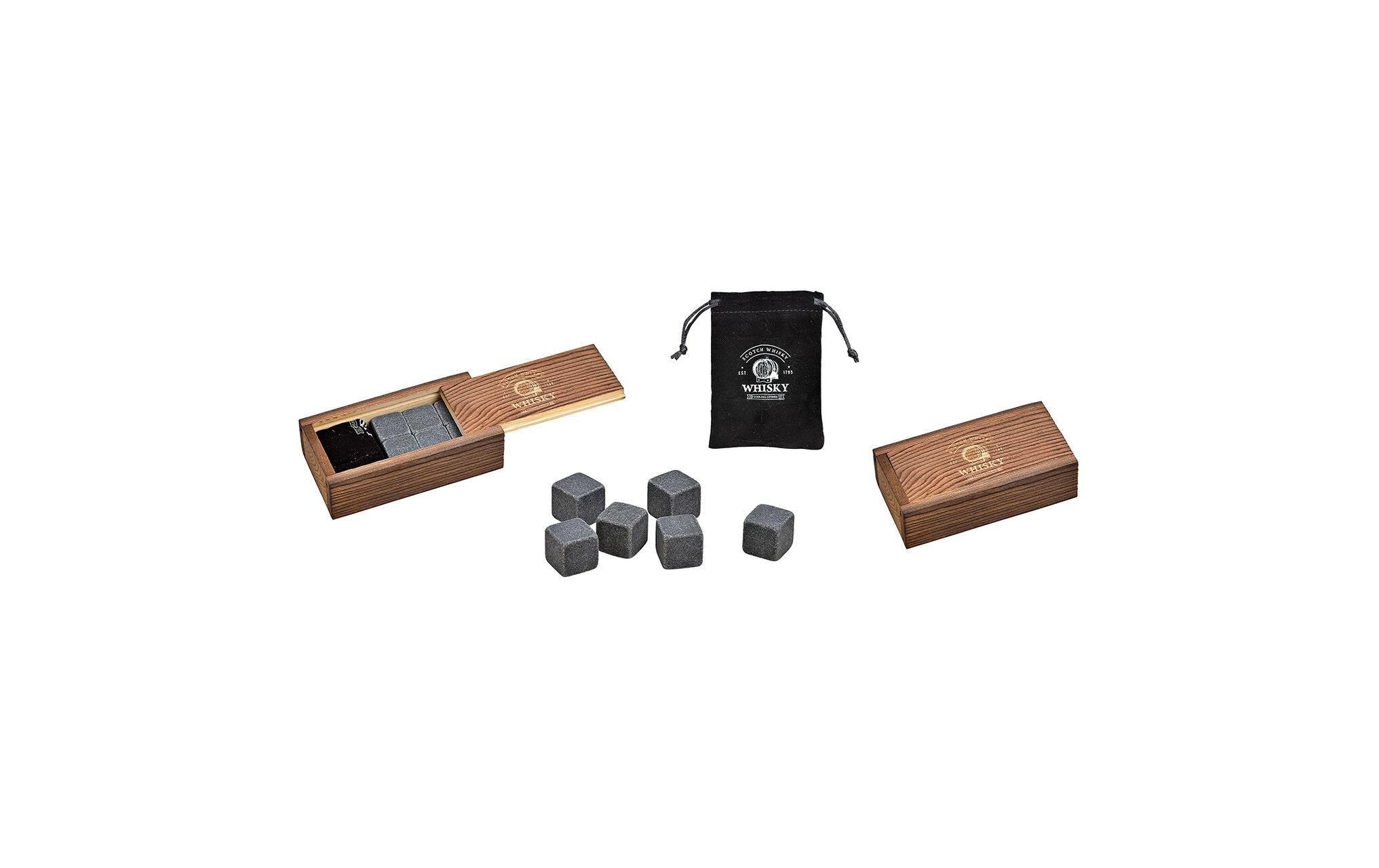 Whiskysteine in Holzbox 8-teilig, GrauWhiskysteine-Geschenkset