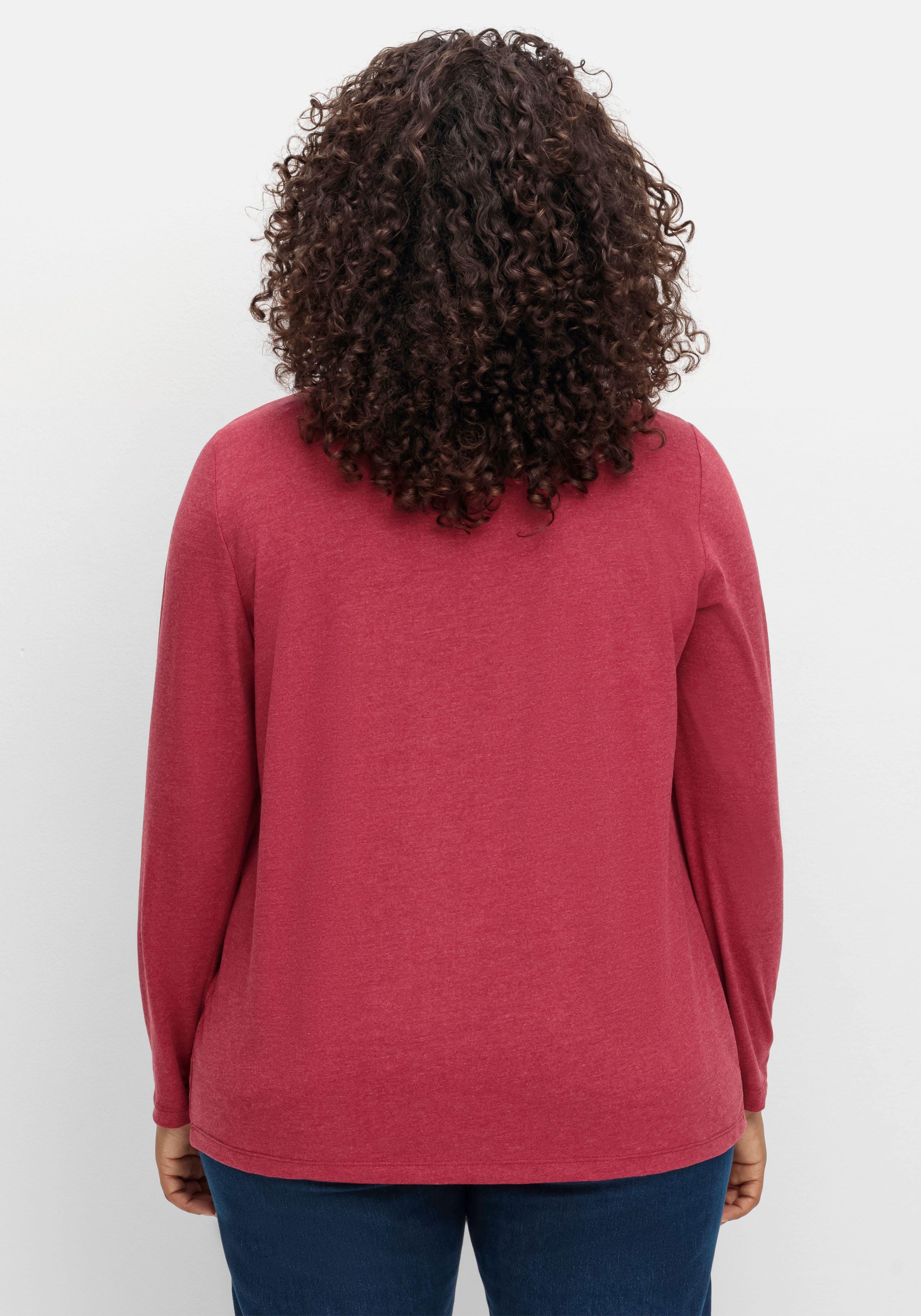 Meliertes Langarmshirt mit Sternen-Frontdruck