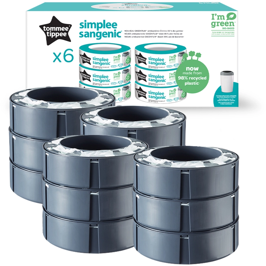 Tommee Tippee Nachfüllkassetten für Simplee Sangenic Windeleimer 12er Set