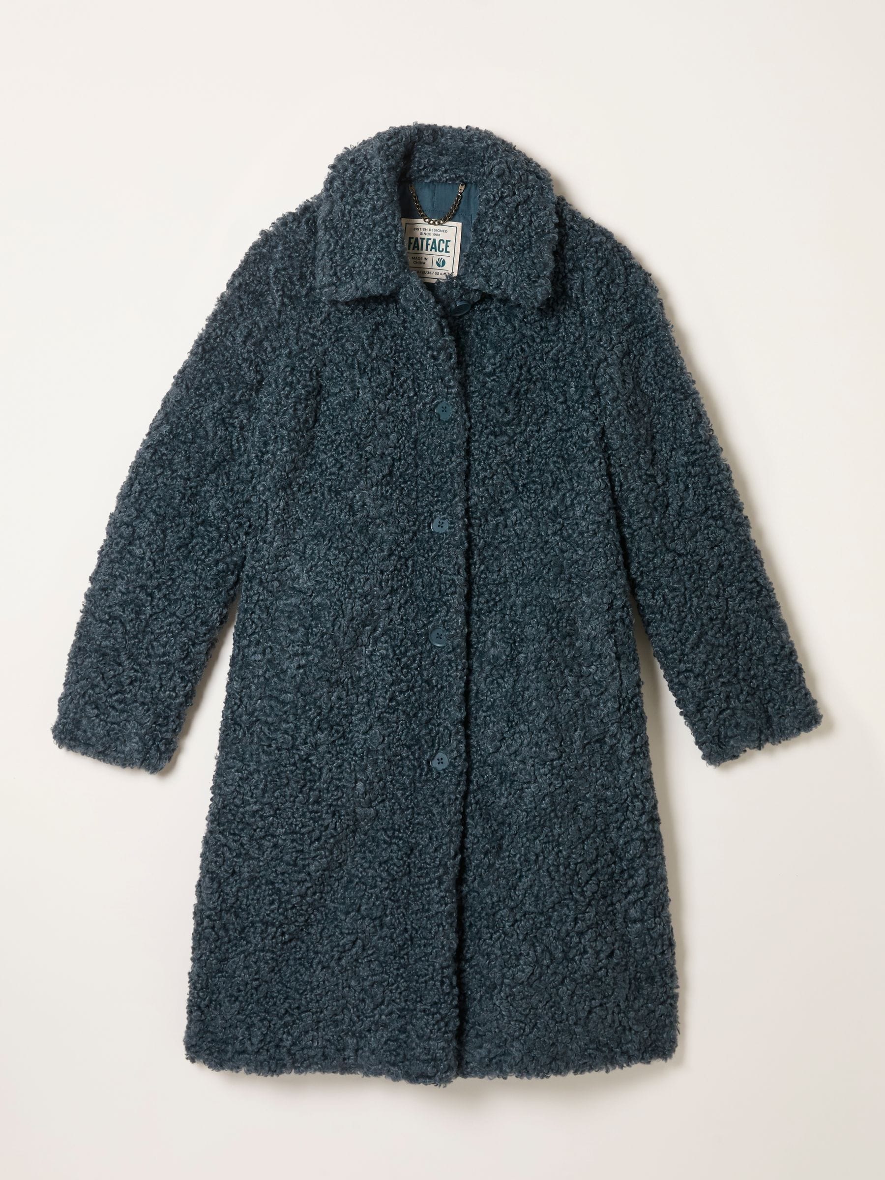 Grijs - FatFace lange longline teddy jas