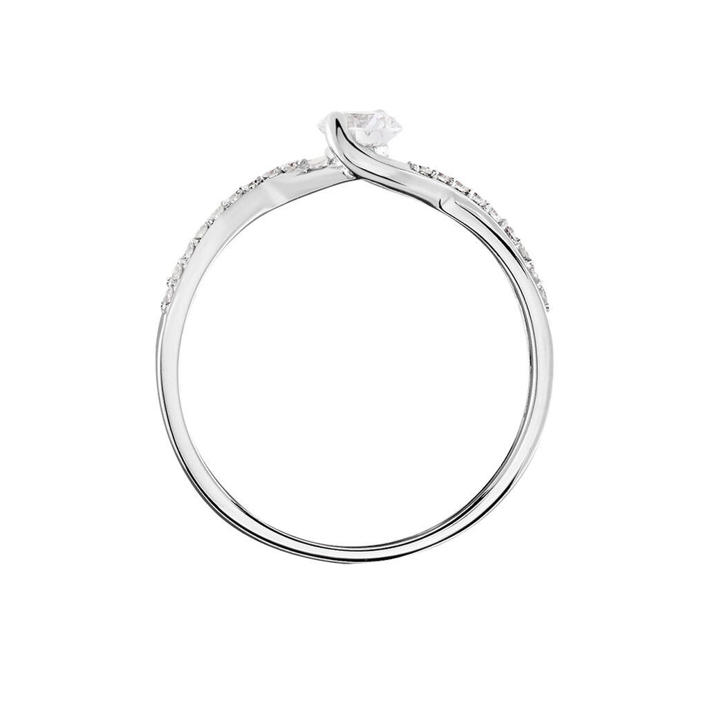 Solitaire Accompagné Laetitianne Or Blanc Diamant Synthétique