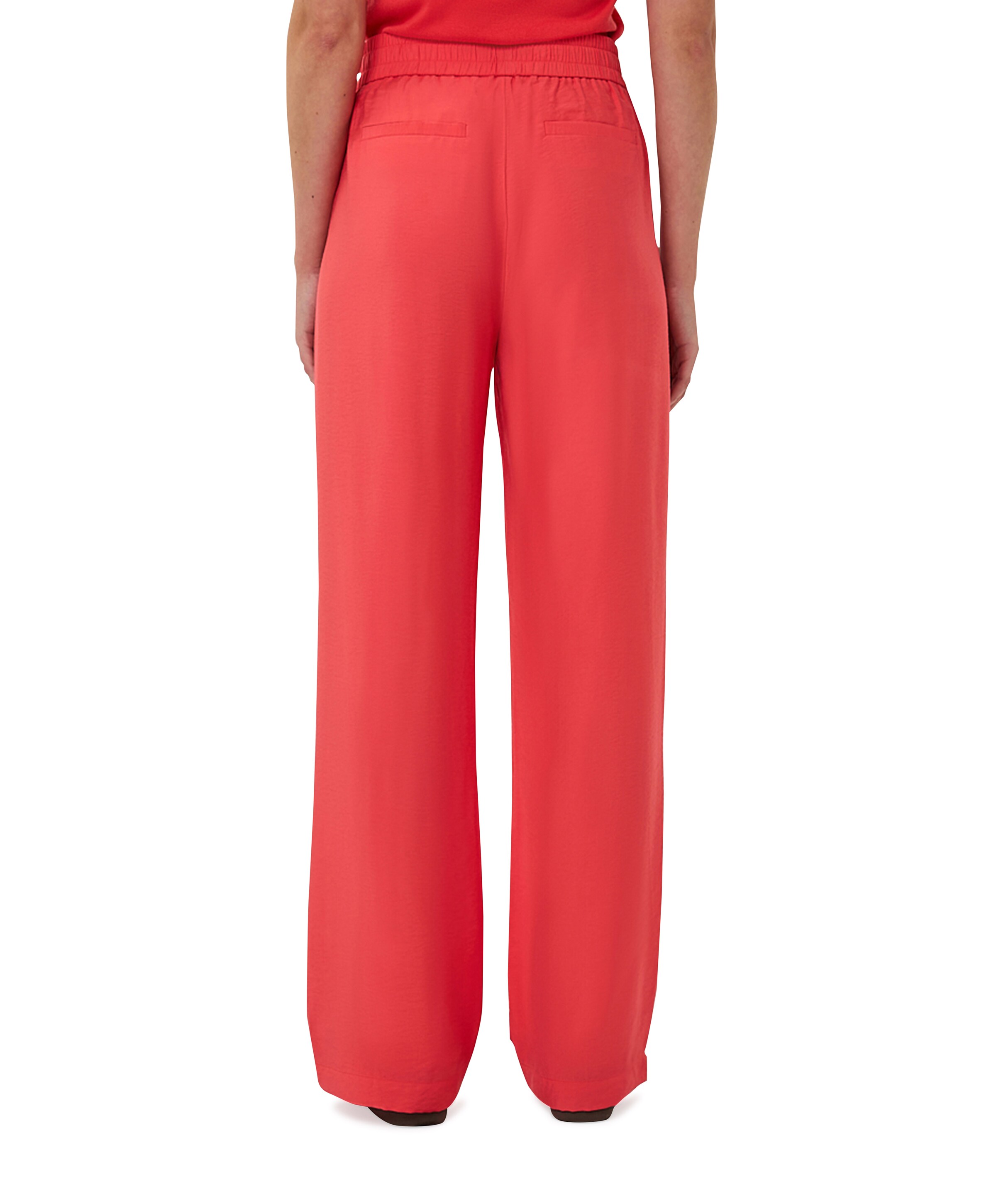 EsQualo Wide elastic waist slub dames broek rood