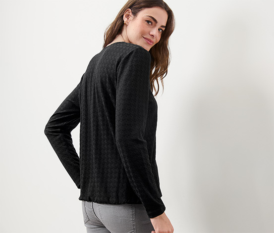 Strukturiertes Langarmshirt, schwarz