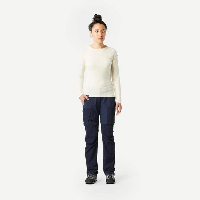 Decathlon Forclaz - Calça de caminhada modular 2 em 1 Forclaz MT500 para mulheres