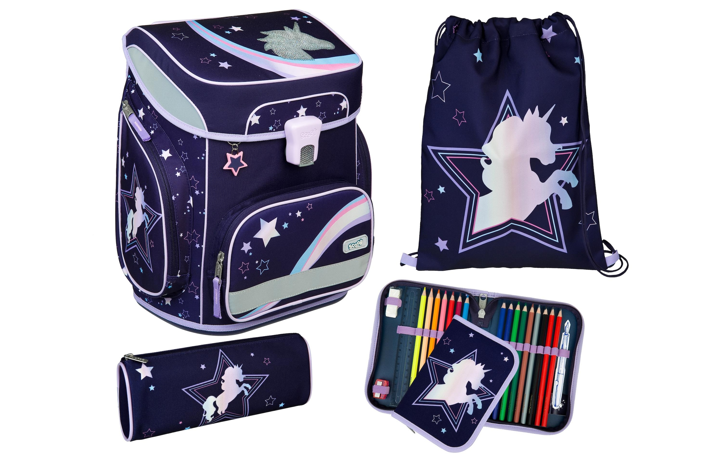 Scooli Schulrucksack »5-teilig Einhorn«