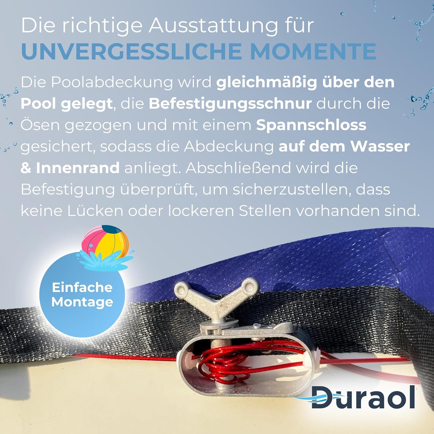Duraol Poolabdeckung rechteckig I 8,00 x 4,00 m I Hochwertige Poolplane rechteckig mit Materialstärke 300g/m² I Robuste Schwimmbad Abdeckung mit Randverstärkung I Beidseitig beschichtet & wasserdicht