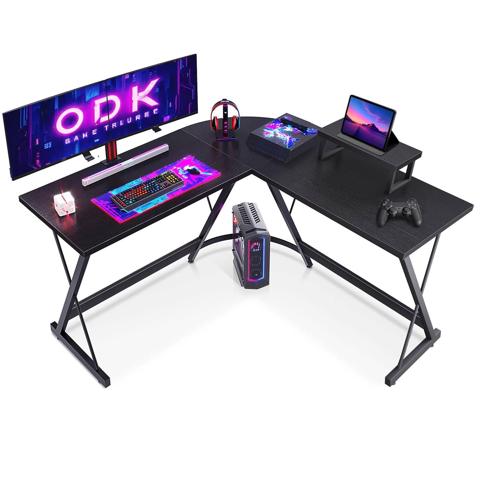 ODK Gaming Tisch, Gaming Schreibtisch Eckschreibtisch für Gamer, Schre
