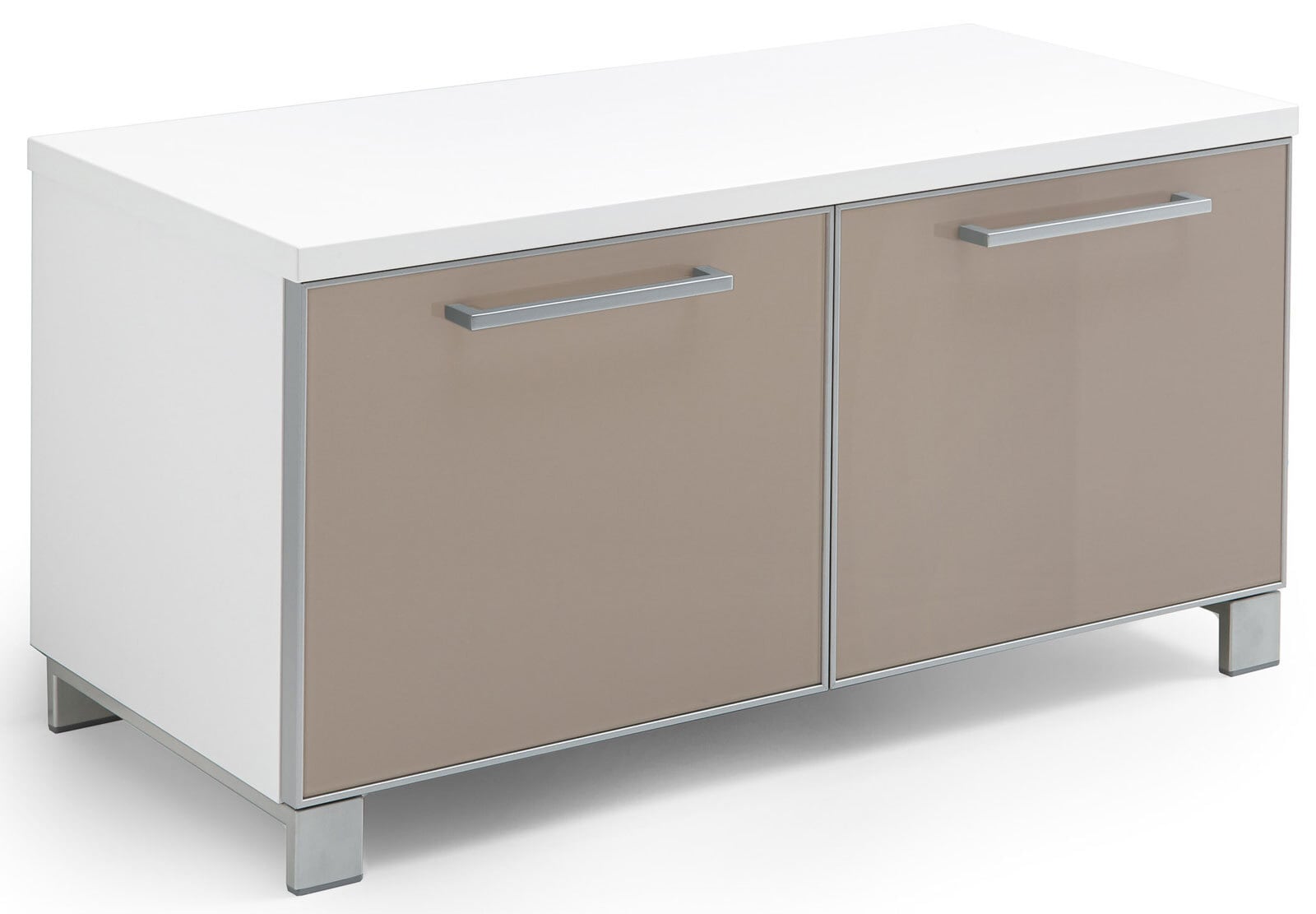 VOSS Garderobenbank SANTINA 84 x 45 x 40 cm Lack weiß/Glas taupe