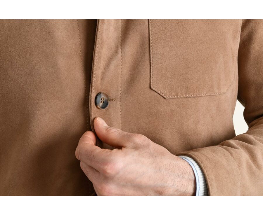 Veste cuir daim homme Camel Foncé - FAUSTIN