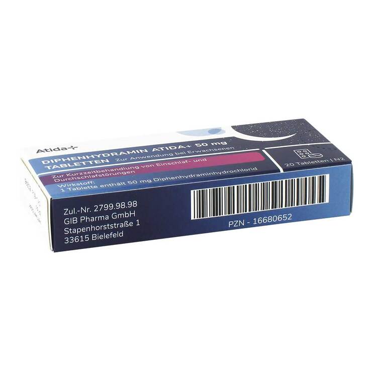 Diphenhydramin Atida+ 50 mg Schlaftabletten, 20 St