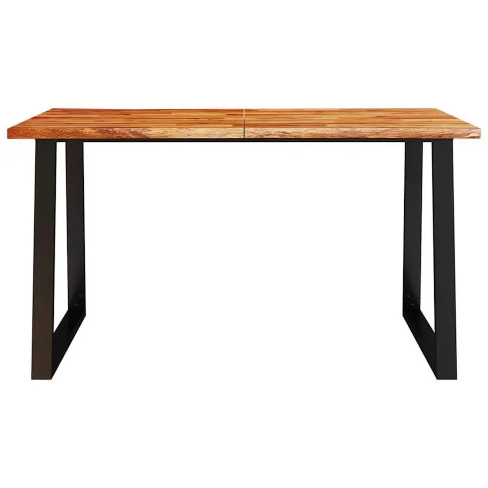 vidaXL Eettafel - Rechthoekige tafel - Massief acaciahout en staal - 140x80 cm