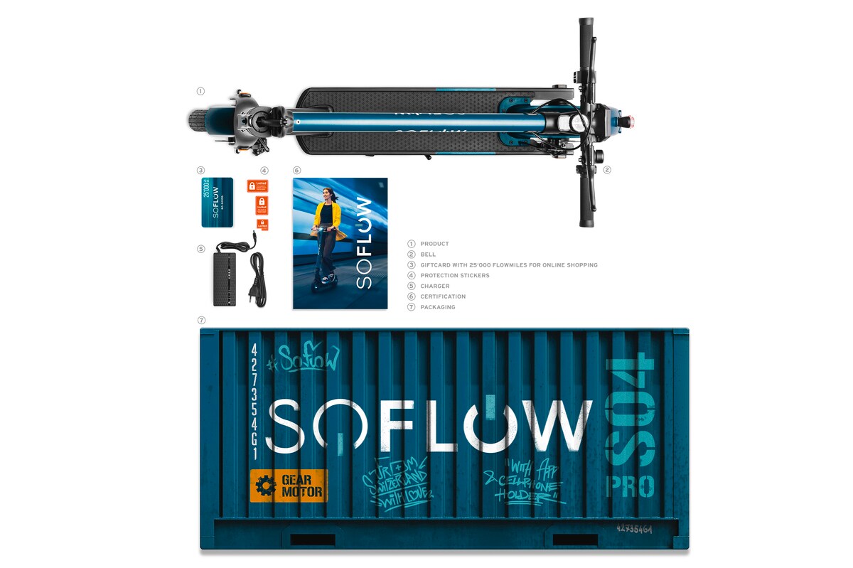 SOFLOW - SO4 pro E-Scooter 10,5 Ah, blk/grn, dt. Straßenzul.