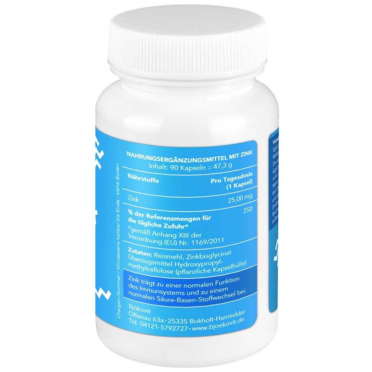 Zink Bisglycinat 25 mg vegan Kapseln, 90 St