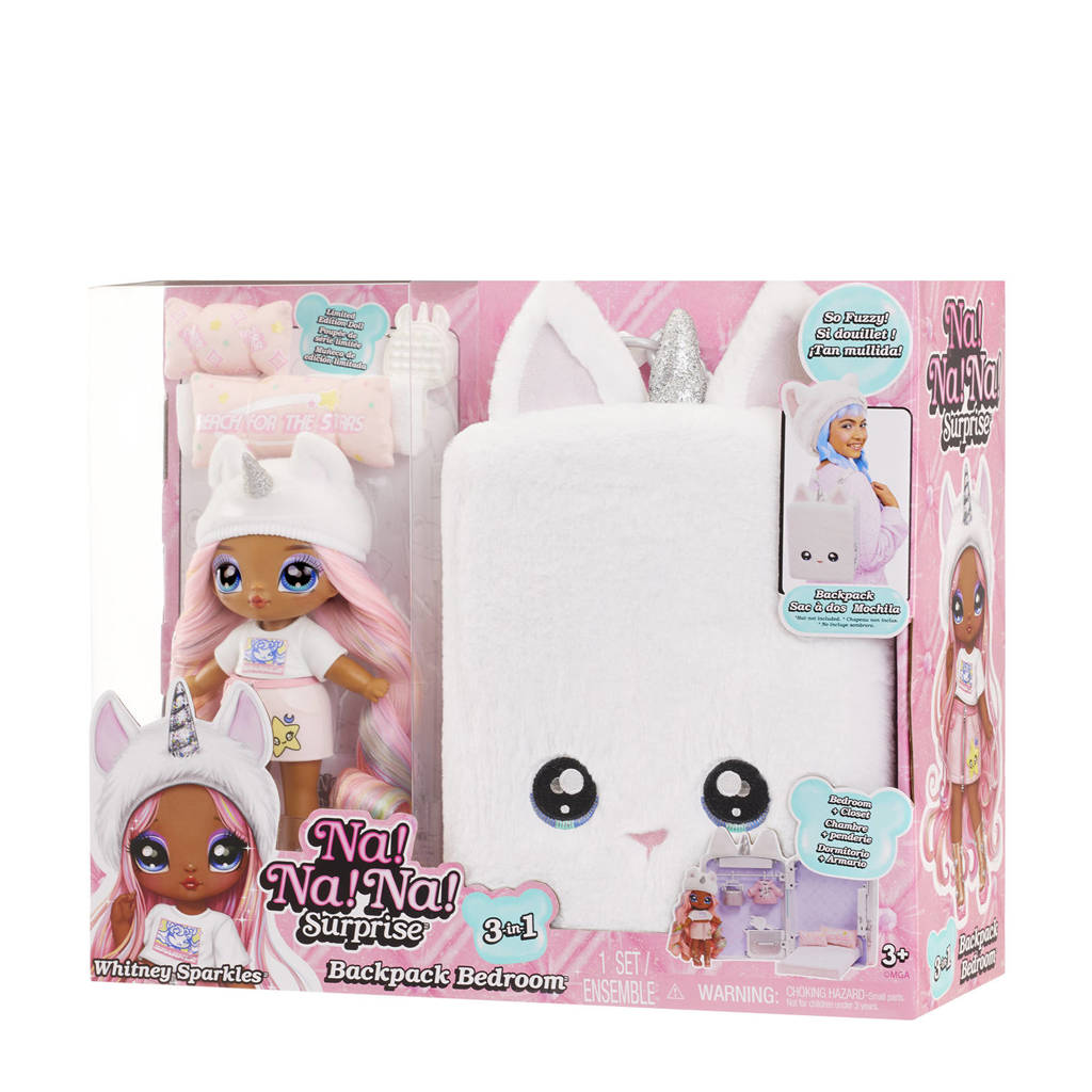 3-in-1 speelset met rugzak, slaapkamer en Whitney Sparkles met eenhoornthema