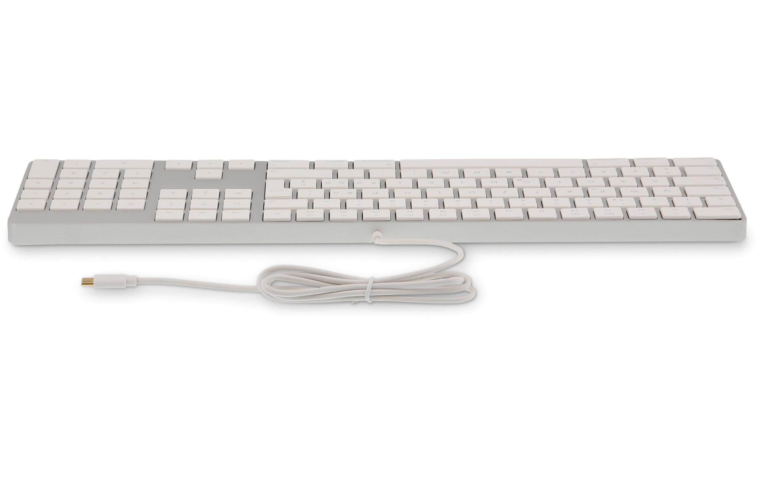 Tastatur KB-1843 Silber, CH-Layout mit ZiffernblockElegante Tastatur mit Aluminiumcover