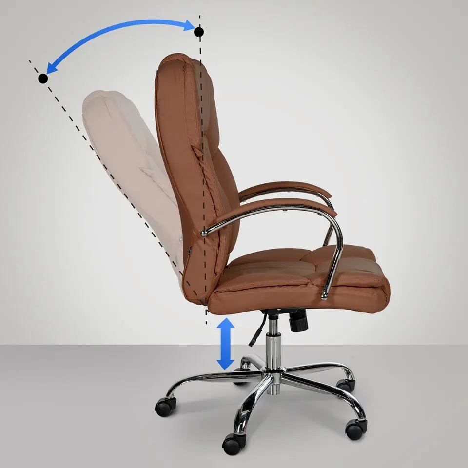 CLP Bureaustoel XXL Xanthos chroom Frame - Kunstleer - licht bruin