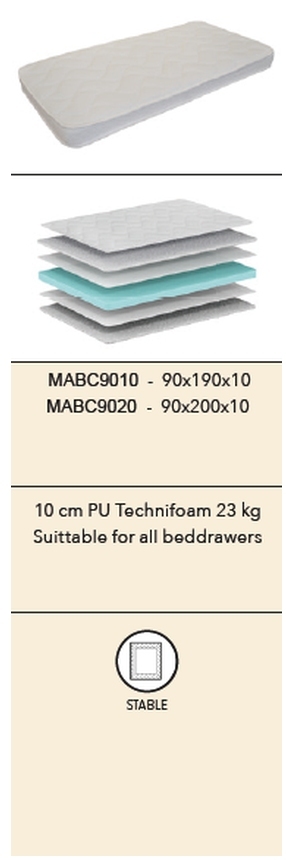 Komfortschaum-Rollmatratze BASIC COOL - beige-grau - 90x200 cm