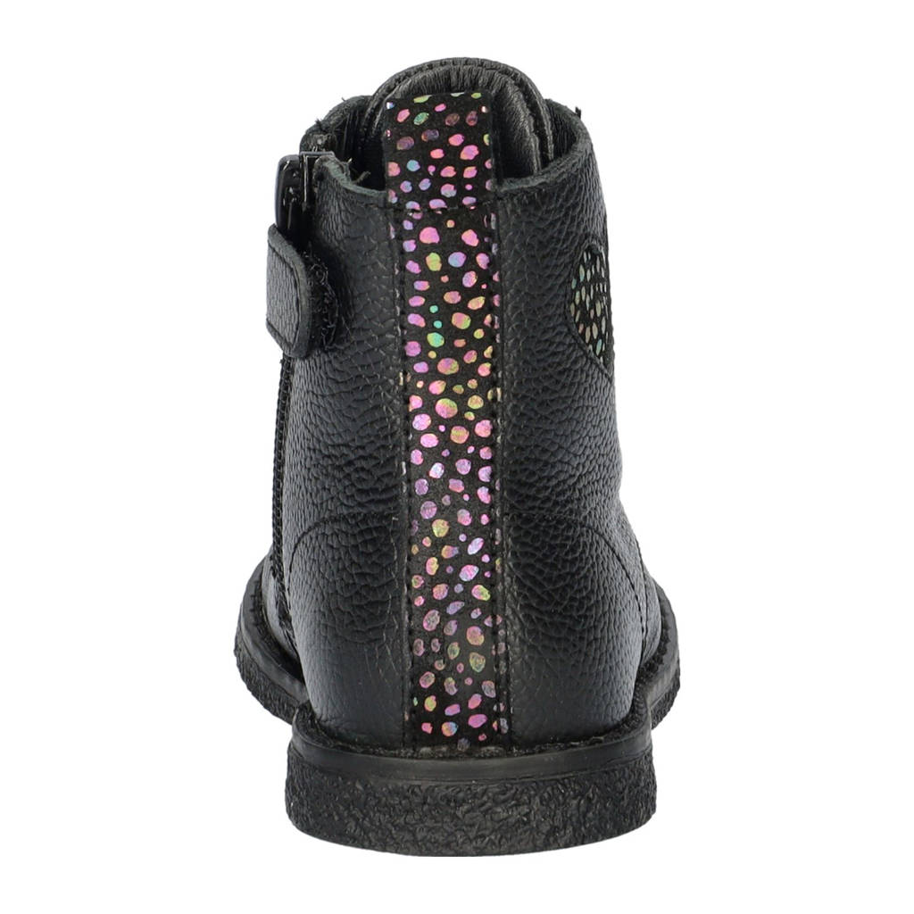 Nelson Kids leren veterboots zwart