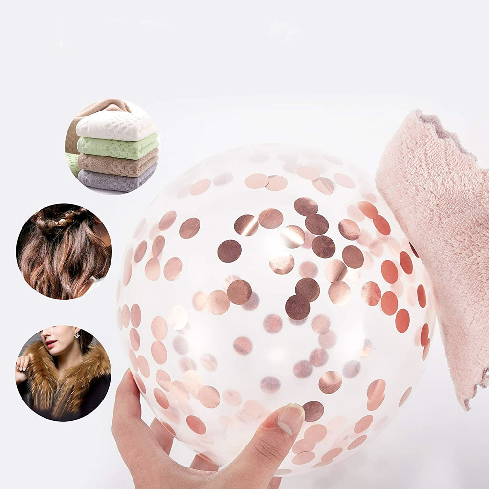 (70er Set) Party Deko Ballons Latex Luftballons mit Konfetti - Roségold / Weiss
