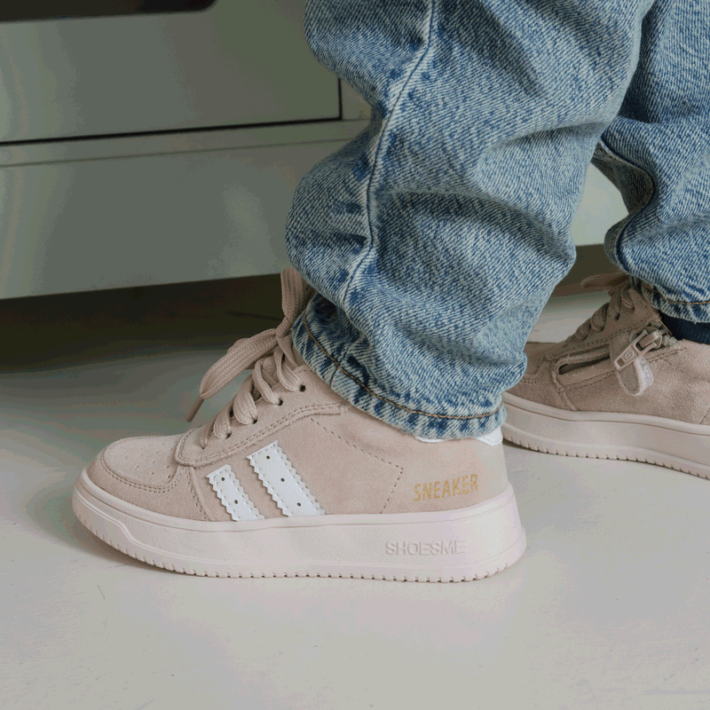 Shoesme beige sneaker Microfiber leer, Suède | Uni schoenen