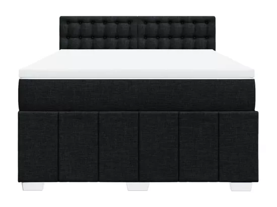 Sommier à lattes de lit avec matelas Noir 140x190 cm Tissu