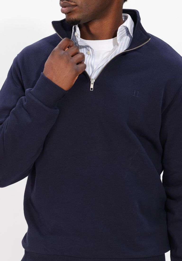 donkerblauwe les deux trui norregaard tonal half-zip sweatshirt
