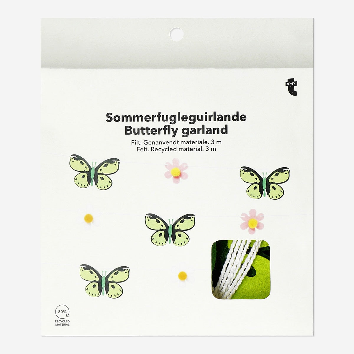 Sommerfuglefilt-guirlande - 300 cm