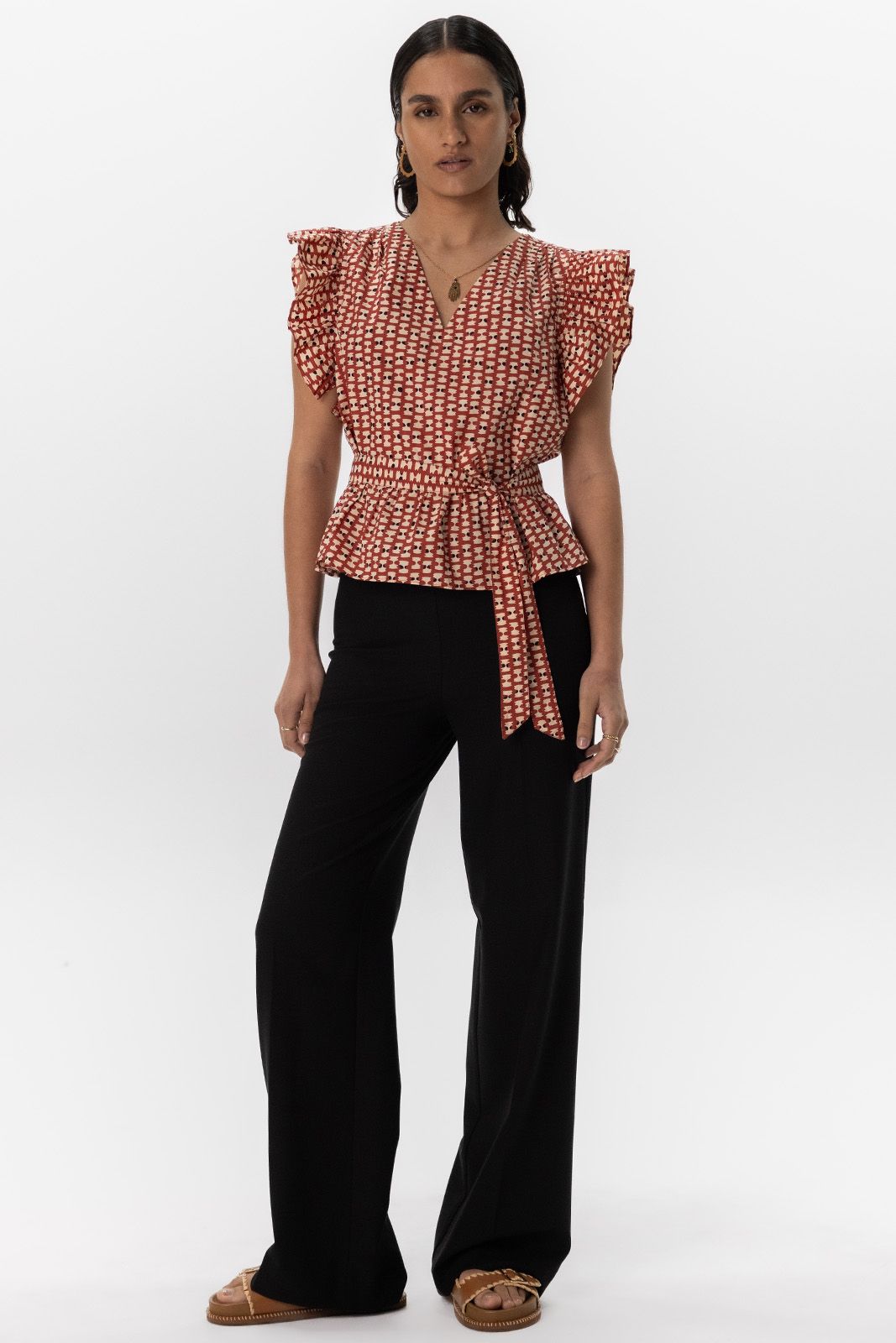 Zwarte wide leg pantalon met rits