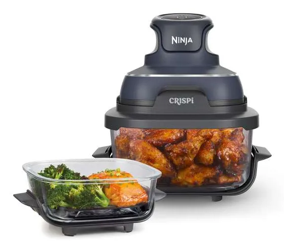 Ninja CRISPi, Varmluftsteger, 3,8 L, Enkelt, Blå, Grå, Transparent, Knapper, Glas