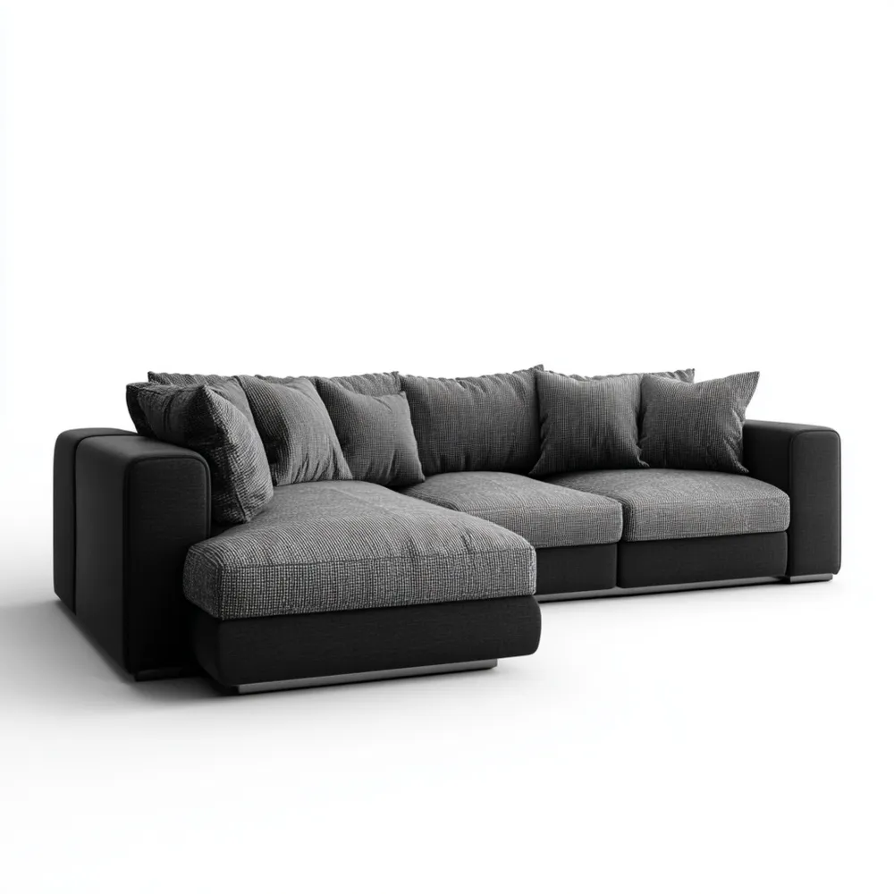 Ecksofa Stoff 250x150x85 cm - Dunkelgrau - Modernes Design
