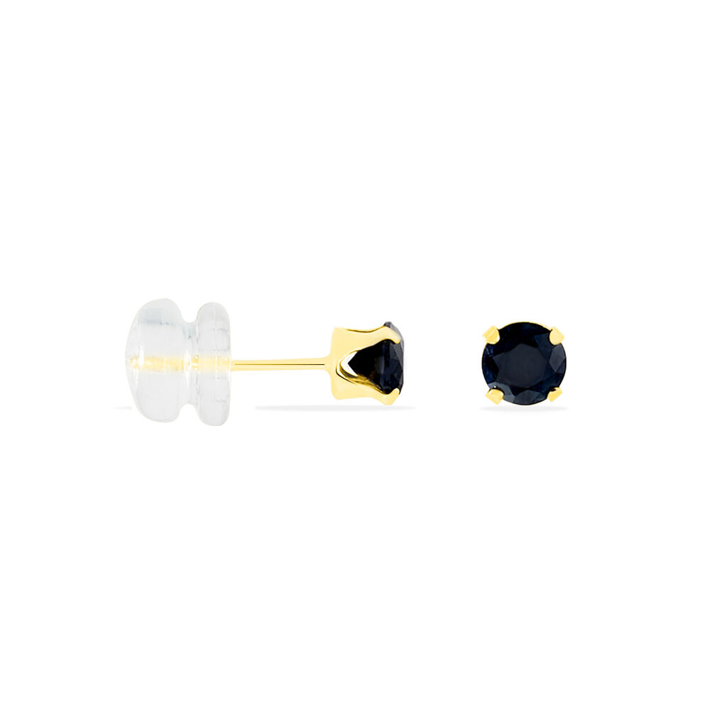 Boucles D'oreilles Puces Elea Serti Griffe Or Jaune Saphir