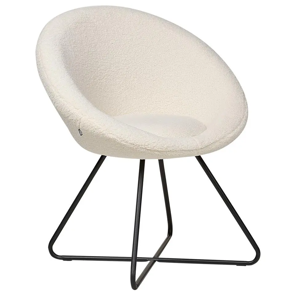 FLOBY II - Fauteuil - Crème - Bouclé