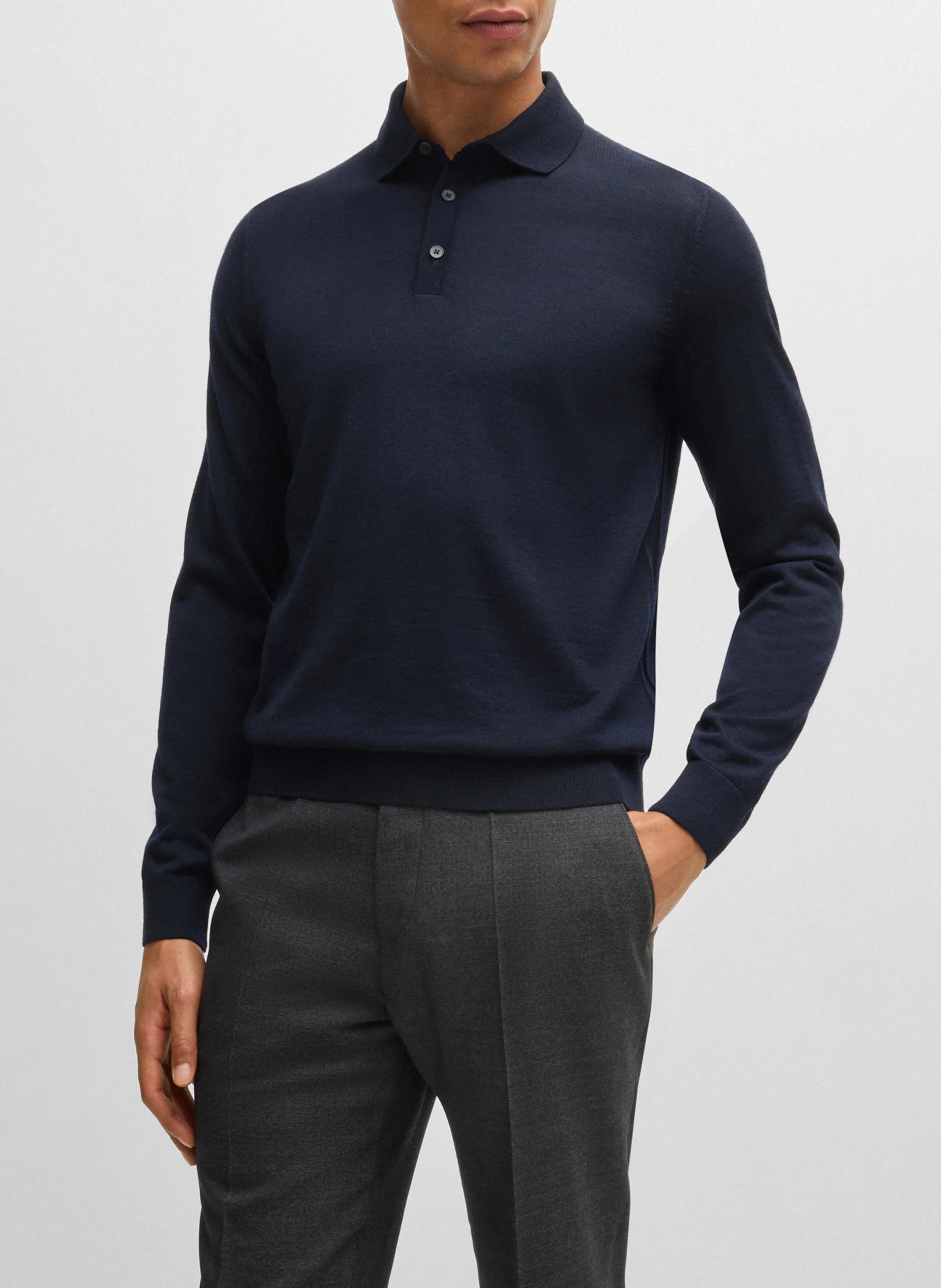 Polo slim-fit en laine | Bleu