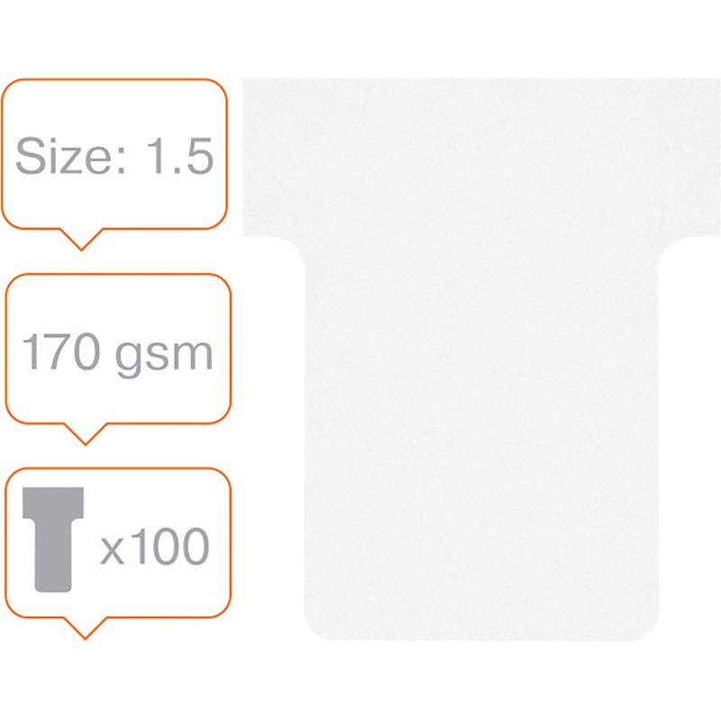 Fiches T indice 1,5 / 45 mm - Lot de 100