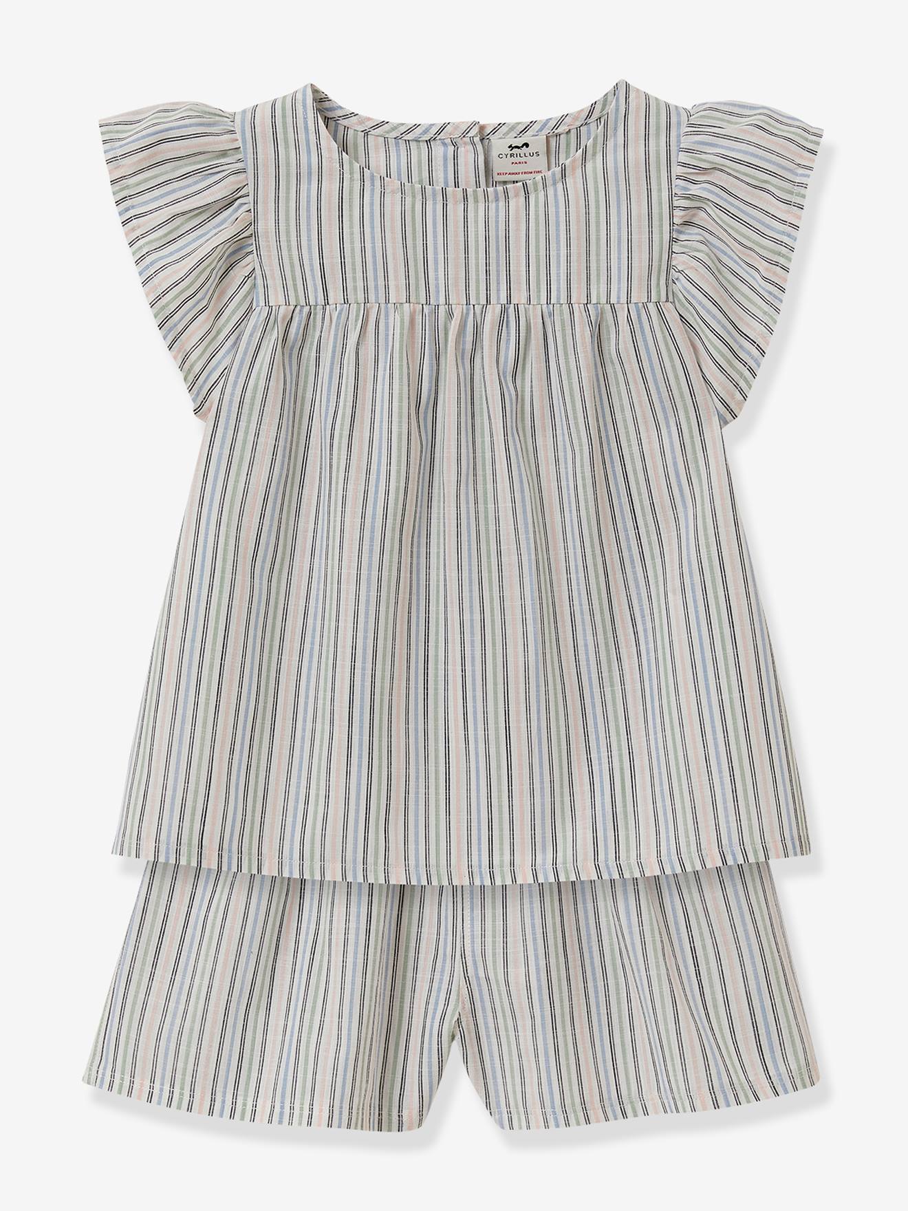 Pijama curto listrado para meninas