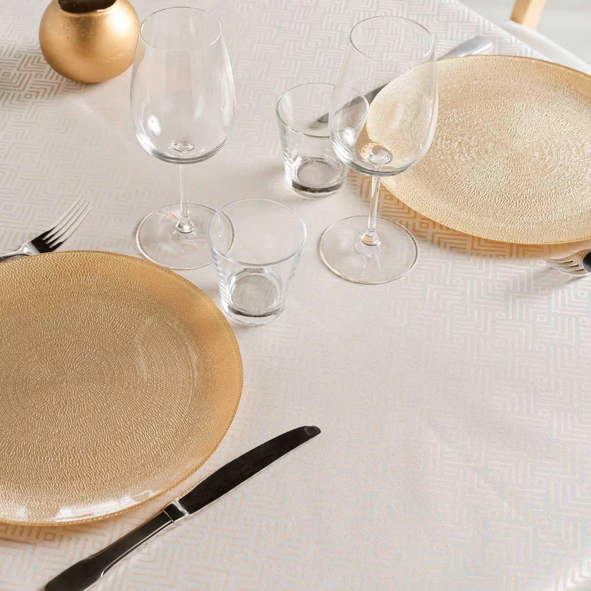 Nappe rectangulaire enduite (140 x 250 cm) Azuline Ecru