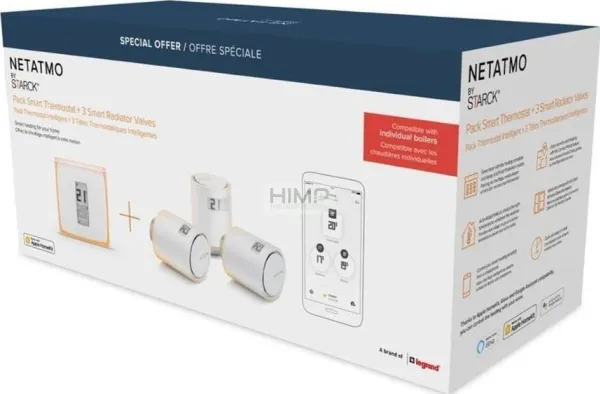 Netatmo Pack - 1 x Smart Thermostat   3 x Additional Smart Radiator Valves - Termostatsæt