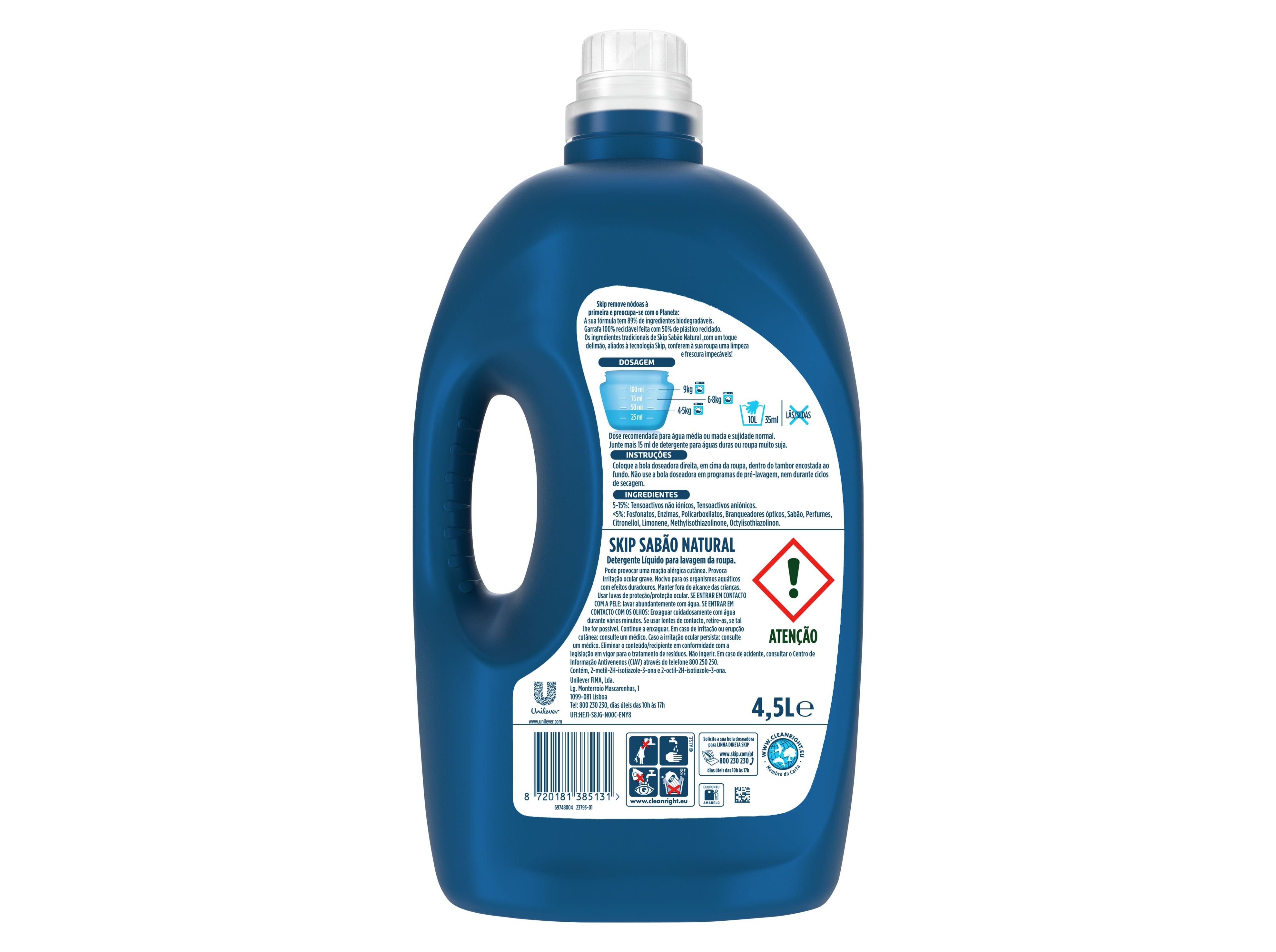 DETERGENTE ROUPA MÁQUINA LIQUÍDO SKIP SABÃO NATURAL 100D